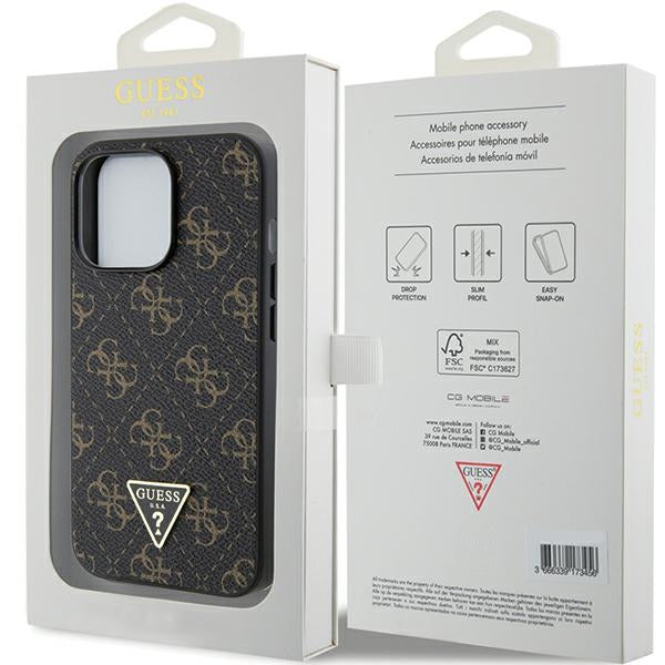 Guess 4G Triangle Metal Logo case for iPhone 14 Pro Max - black
