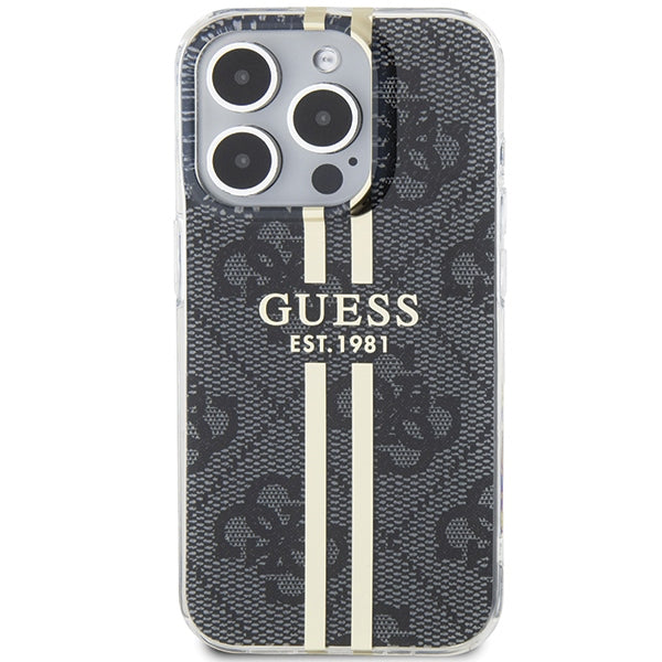 Guess IML 4G Gold Stripe case for iPhone 15 Pro - black