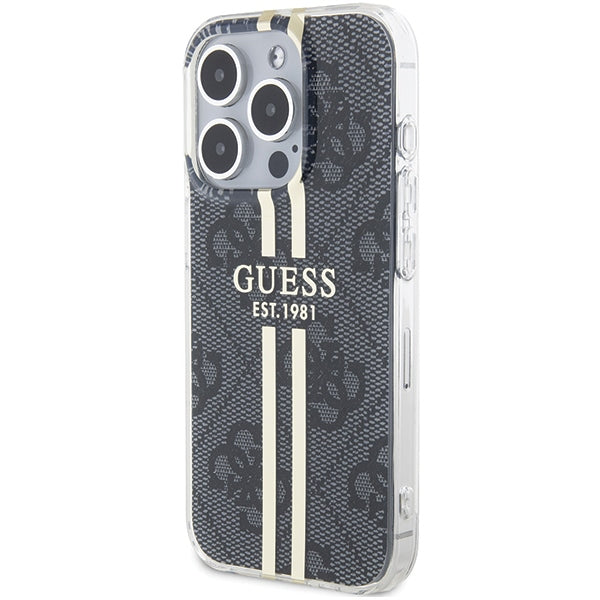 Guess IML 4G Gold Stripe case for iPhone 15 Pro - black
