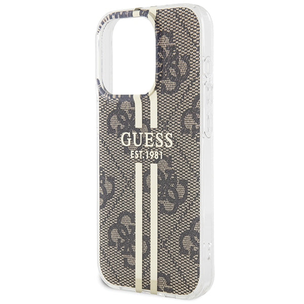 Guess IML 4G Gold Stripe case for iPhone 15 Pro - brown