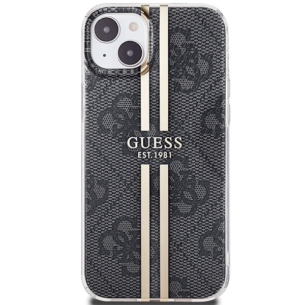 Guess IML 4G Gold Stripe case for iPhone 15 Plus / 14 Plus - black