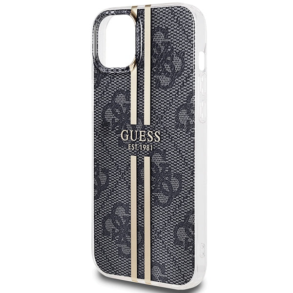 Guess IML 4G Gold Stripe case for iPhone 15 Plus / 14 Plus - black