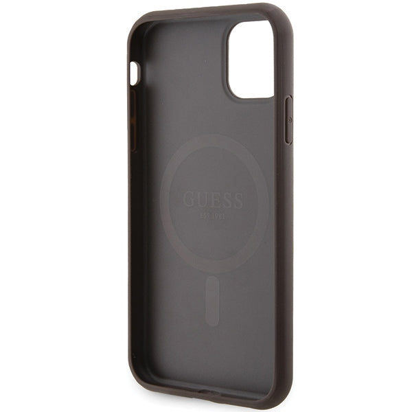 Guess GUHMN61G4GFRW iPhone 11 6.1" / Xr brown/brown hardcase 4G Collection Leather Metal Logo MagSafe