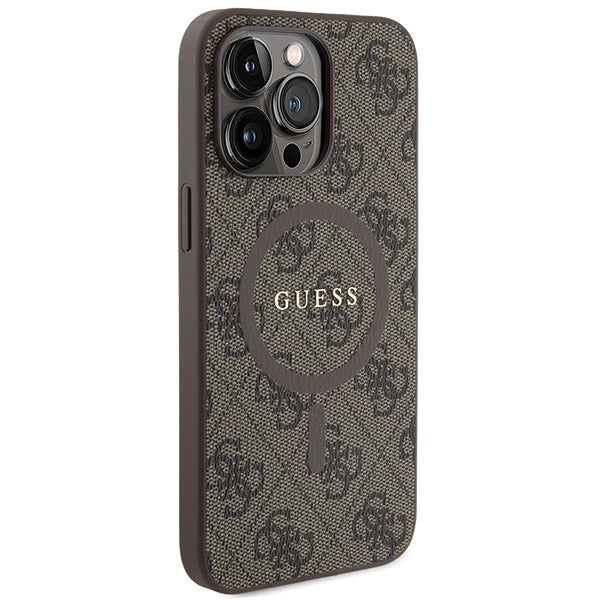 Guess 4G Collection Leather Metal Logo MagSafe Case for iPhone 13 Pro / iPhone 13 - Brown