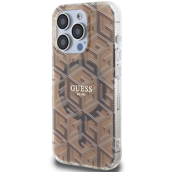 Guess IML GCube MagSafe case for iPhone 15 Pro - brown