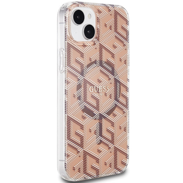 Guess IML GCube MagSafe case for iPhone 15 Plus / 14 Plus - brown
