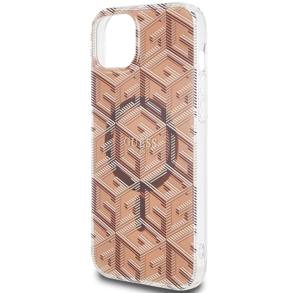 Guess IML GCube MagSafe case for iPhone 15 Plus / 14 Plus - brown