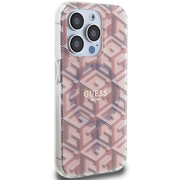 Guess IML GCube MagSafe case for iPhone 15 Pro Max - pink
