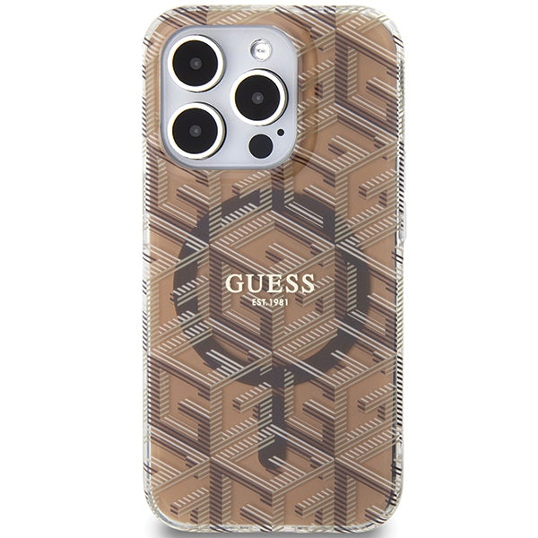 Guess IML GCube MagSafe case for iPhone 15 Pro Max - brown