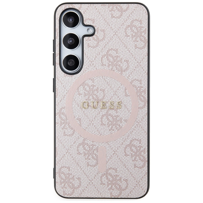 Guess 4G Collection Leather Metal Logo MagSafe Case for Samsung Galaxy S24 - Pink