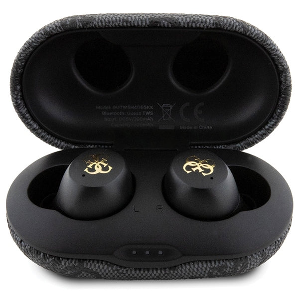 Guess 4G Metal TWS Headphones with ENC Charging Station - Black