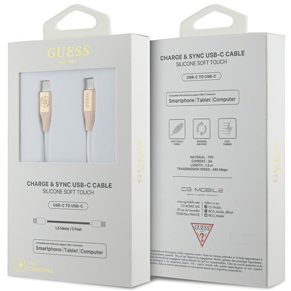 Guess Ebossed Logo USB-C / USB-C Cable 1.5m Fast Charging - Gold