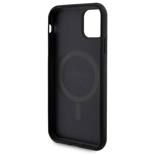 Guess 4G Metal Logo case set for iPhone 11 + 5000mAh MagSafe power bank - black