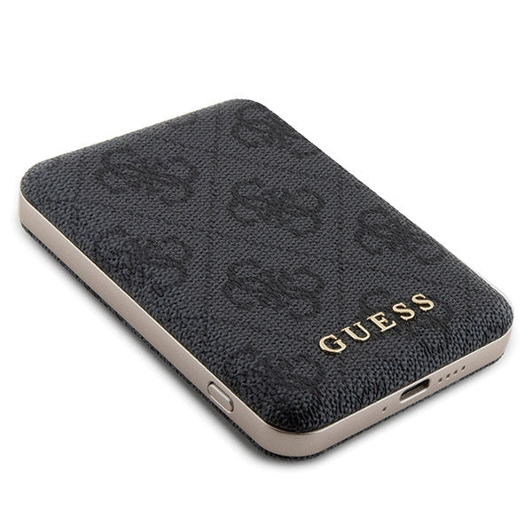 Guess 4G Metal Logo case set for iPhone 14 Pro + 5000mAh MagSafe power bank - black