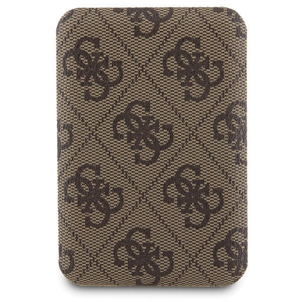 Guess 4G Metal Logo case set for iPhone 15 Pro + 5000mAh MagSafe power bank - brown