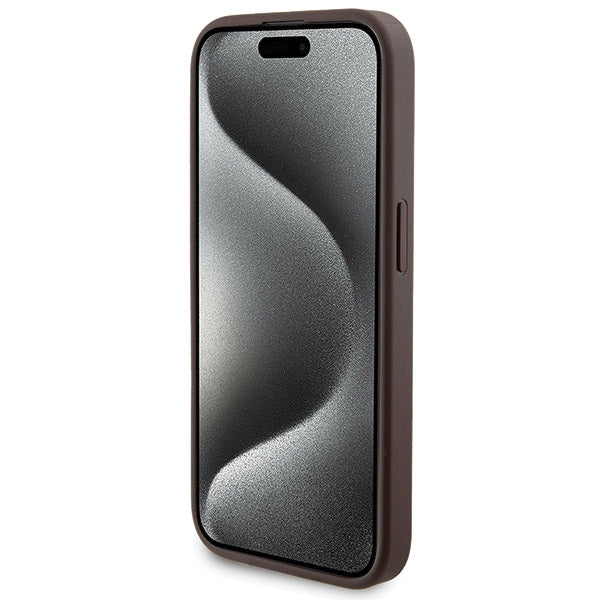 Guess 4G Metal Logo case set for iPhone 15 Pro + 5000mAh MagSafe power bank - brown