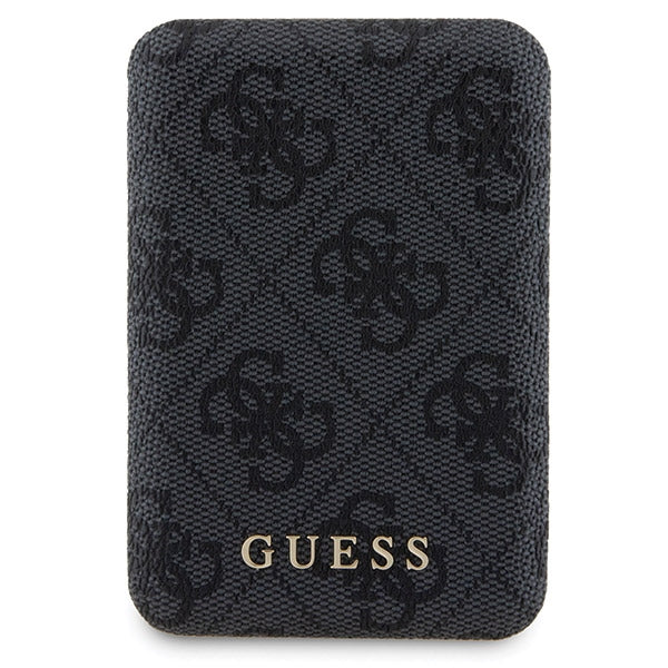 Guess 4G Metal Logo case set for iPhone 15 + 5000mAh MagSafe power bank - black