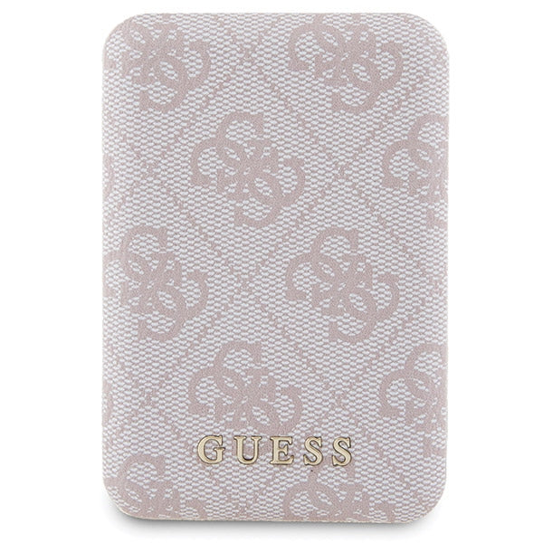 Guess 4G Metal Logo case set for iPhone 15 + 5000mAh MagSafe power bank - pink