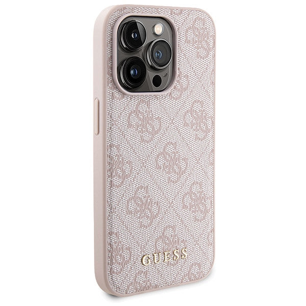 Guess 4G Metal Logo case set for iPhone 15 Pro Max + 5000mAh MagSafe power bank - pink