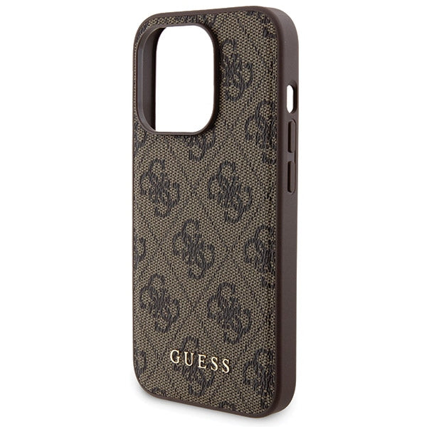 Guess 4G Metal Logo case set for iPhone 15 Pro Max + 5000mAh MagSafe power bank - brown