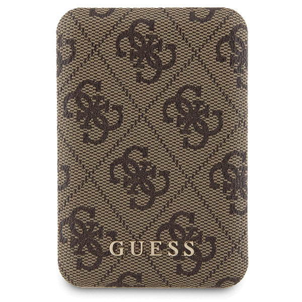 Guess 4G Metal Logo case set for iPhone 15 Pro Max + 5000mAh MagSafe power bank - brown