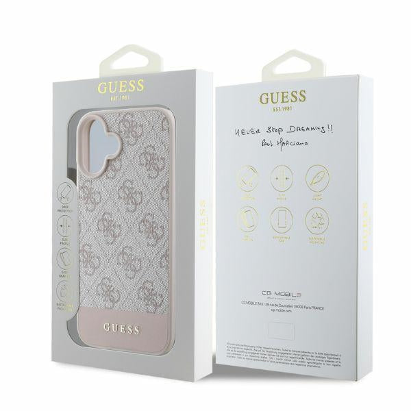 Guess 4G Bottom Stripe iPhone 16 Case - Pink