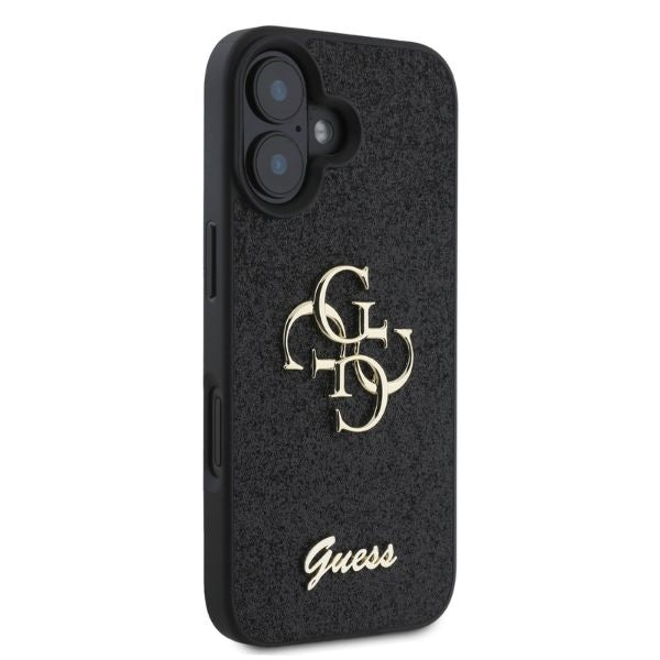 Guess Fixed Glitter Big 4G case for iPhone 16 - black