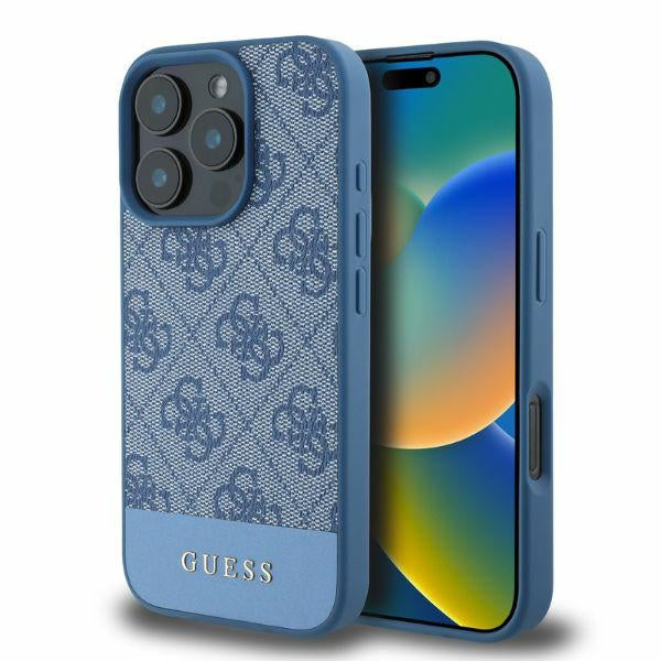 Guess 4G Bottom Stripe case for iPhone 16 Pro Max - blue