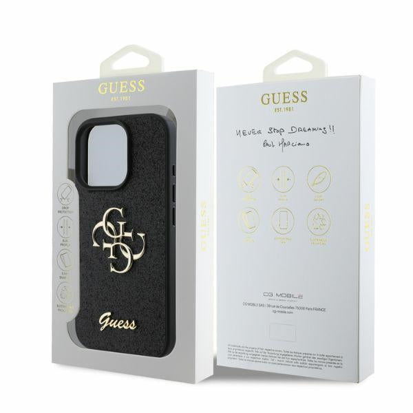 Guess Fixed Glitter Big 4G case for iPhone 16 Pro Max - black