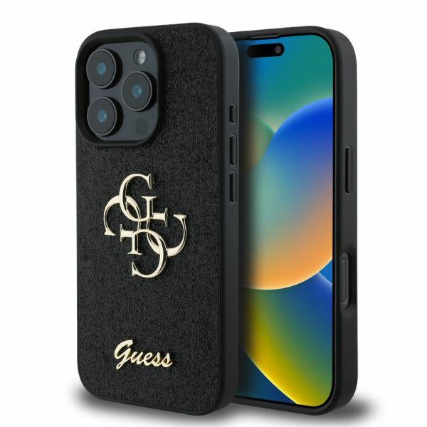 Guess Fixed Glitter Big 4G case for iPhone 16 Pro Max - black