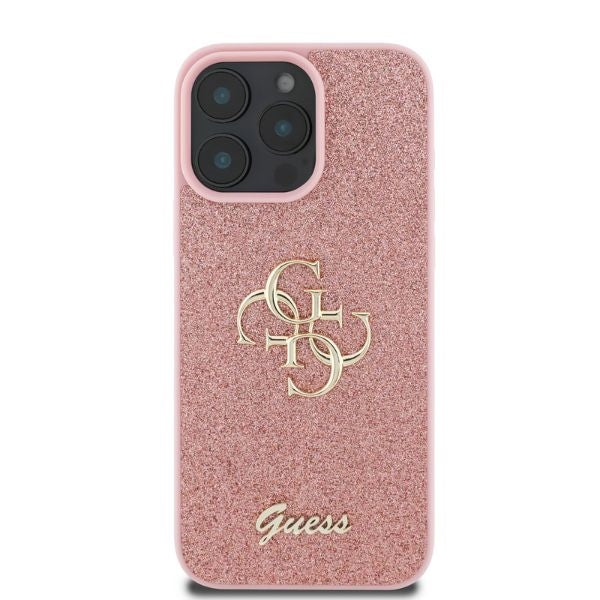 Guess Fixed Glitter Big 4G Case for iPhone 16 Pro Max - Pink