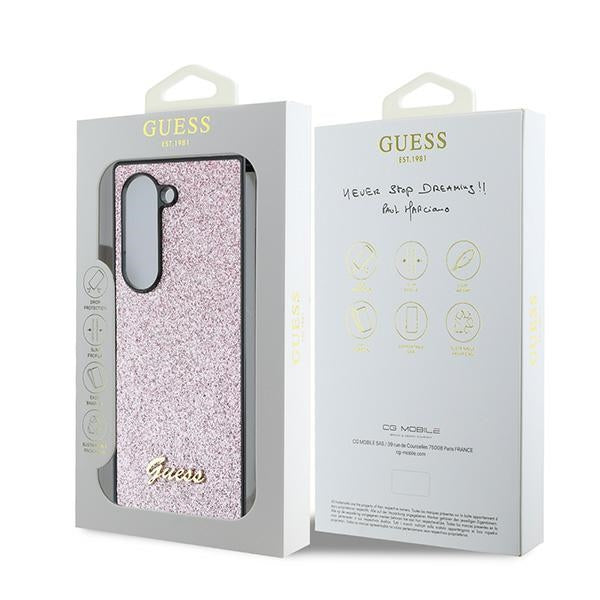 Guess 4G Glitter Script Case for Samsung Galaxy Z Fold 6 - Pink
