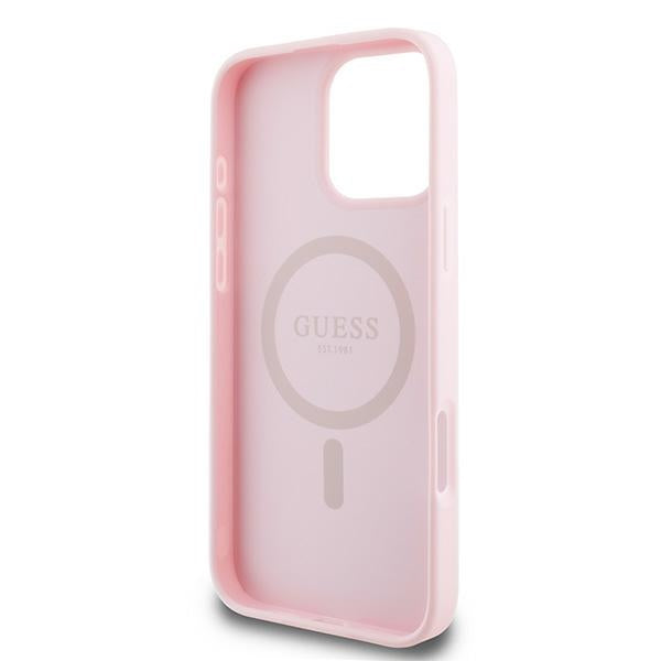 Guess MagSafe Grained Gold Ring iPhone 15 Pro Max Case - Pink