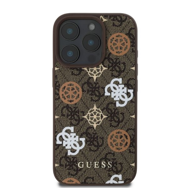 Guess Peony On 4G Background MagSafe case for iPhone 16 Pro - brown