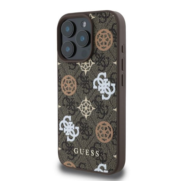 Guess Peony On 4G Background MagSafe case for iPhone 16 Pro - brown