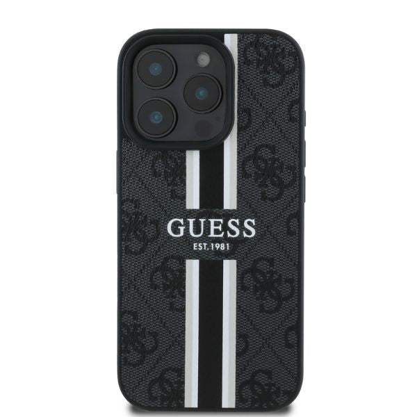 Guess 4G Printed Stripes MagSafe case for iPhone 16 Pro - black