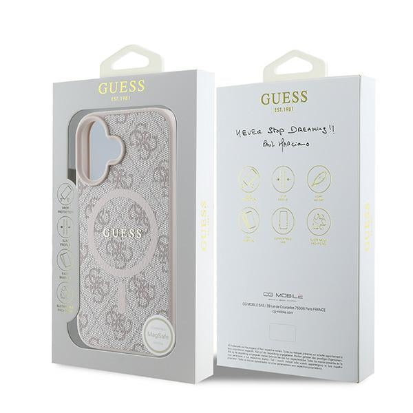 Guess 4G Ring Classic Logo MagSafe iPhone 16 Plus Case - Pink