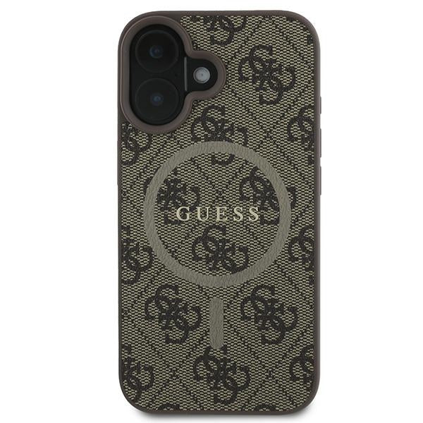 Guess 4G Ring Classic Logo MagSafe iPhone 16 Plus Case - Brown
