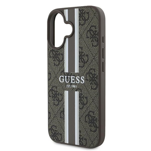 Guess 4G Printed Stripes MagSafe iPhone 16 Plus Case - Brown