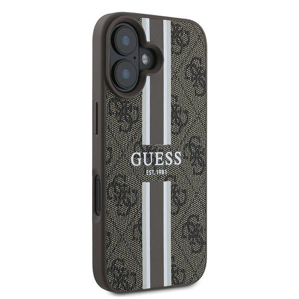 Guess 4G Printed Stripes MagSafe iPhone 16 Plus Case - Brown