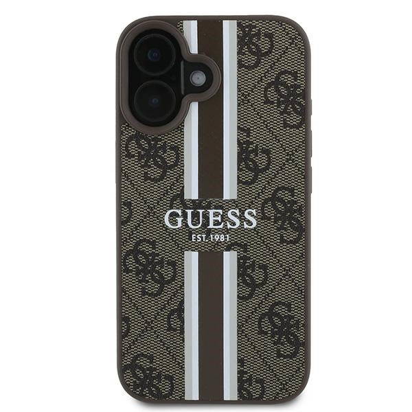 Guess 4G Printed Stripes MagSafe iPhone 16 Plus Case - Brown