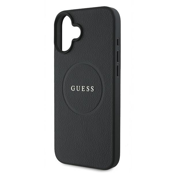 Guess Grained Gold Ring MagSafe case for iPhone 16 Plus - black