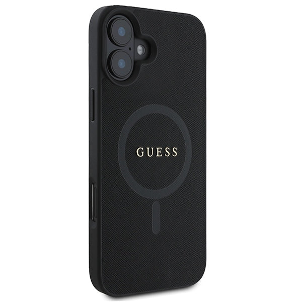 Guess Saffiano Classic Logo MagSafe iPhone 16 Plus Case - Black