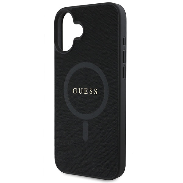 Guess Saffiano Classic Logo MagSafe iPhone 16 Plus Case - Black