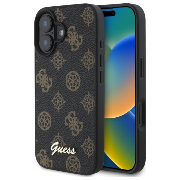 Guess Peony Script MagSafe iPhone 16 Case - Black
