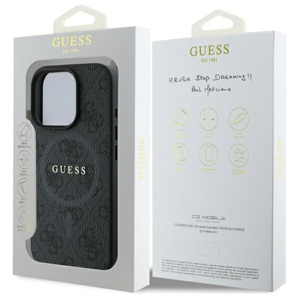 Guess 4G Ring Classic Logo MagSafe case for iPhone 16 Pro Max - black