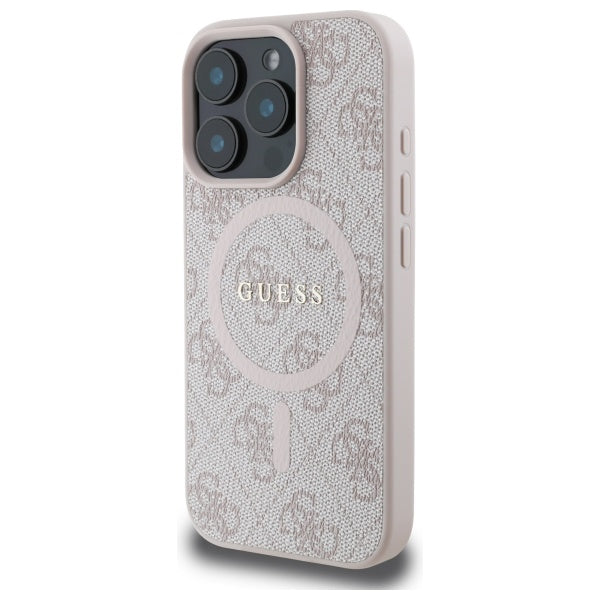 Guess 4G Ring Classic Logo MagSafe Case for iPhone 16 Pro Max - Pink