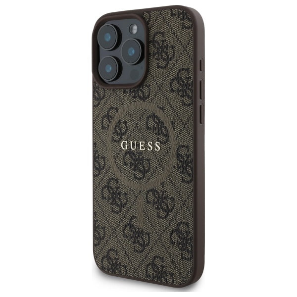 Guess 4G Ring Classic Logo MagSafe Case for iPhone 16 Pro Max - Brown