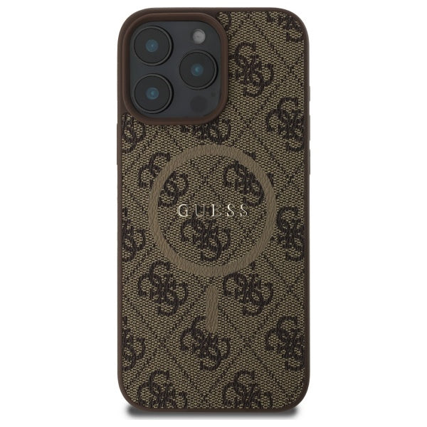 Guess 4G Ring Classic Logo MagSafe Case for iPhone 16 Pro Max - Brown
