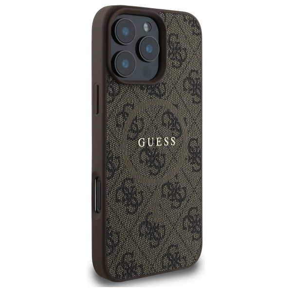 Guess 4G Ring Classic Logo MagSafe Case for iPhone 16 Pro Max - Brown
